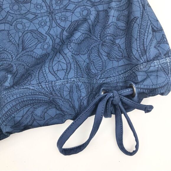 Athleta Tinker Tank Blue Paisley Print Drawstring Waist Activewear Athletic Top - Picture 9 of 12